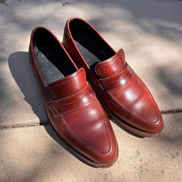 Brown leather loafers with a main image 4